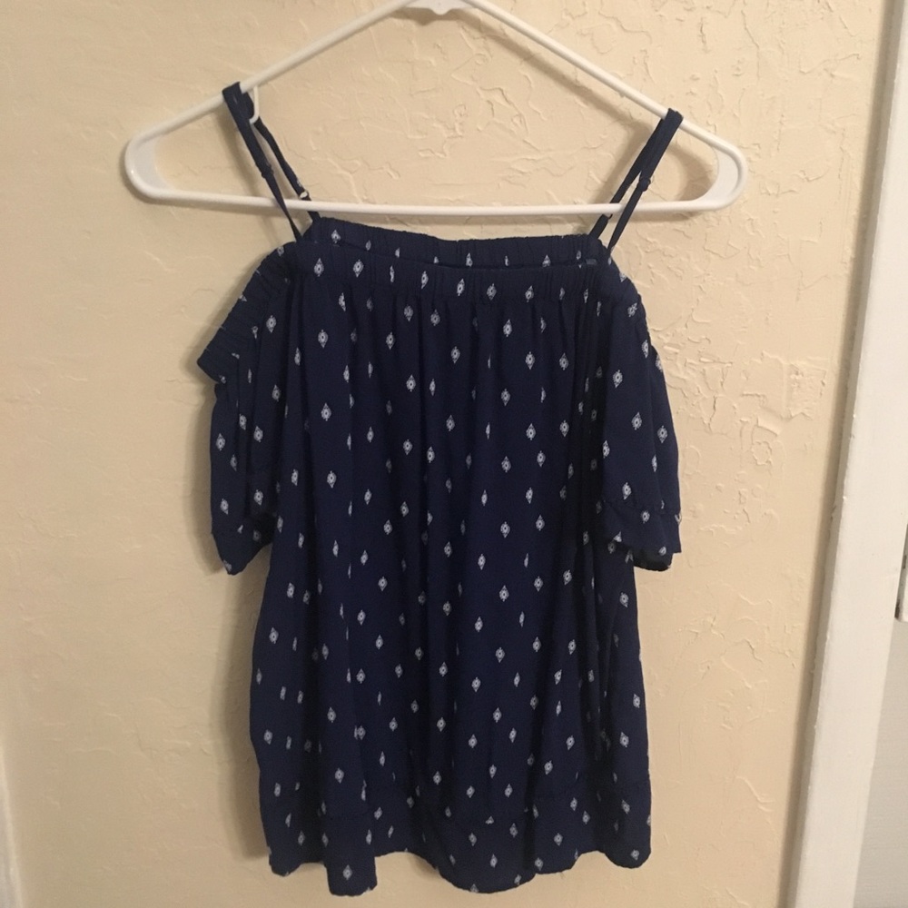blue off shoulder top